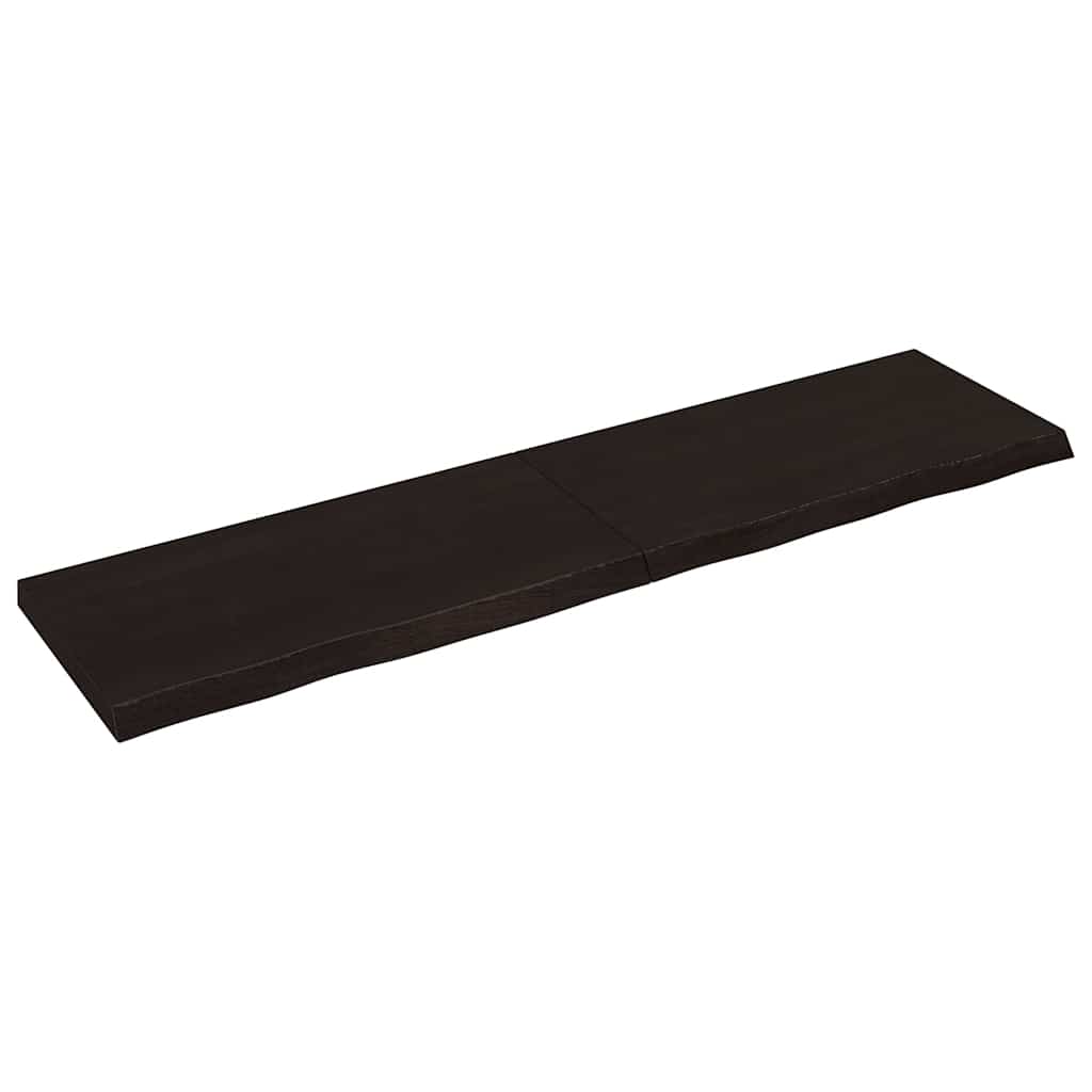 Wall Shelf Dark Brown 200x50x(2-6)cm Solid Oak Treated