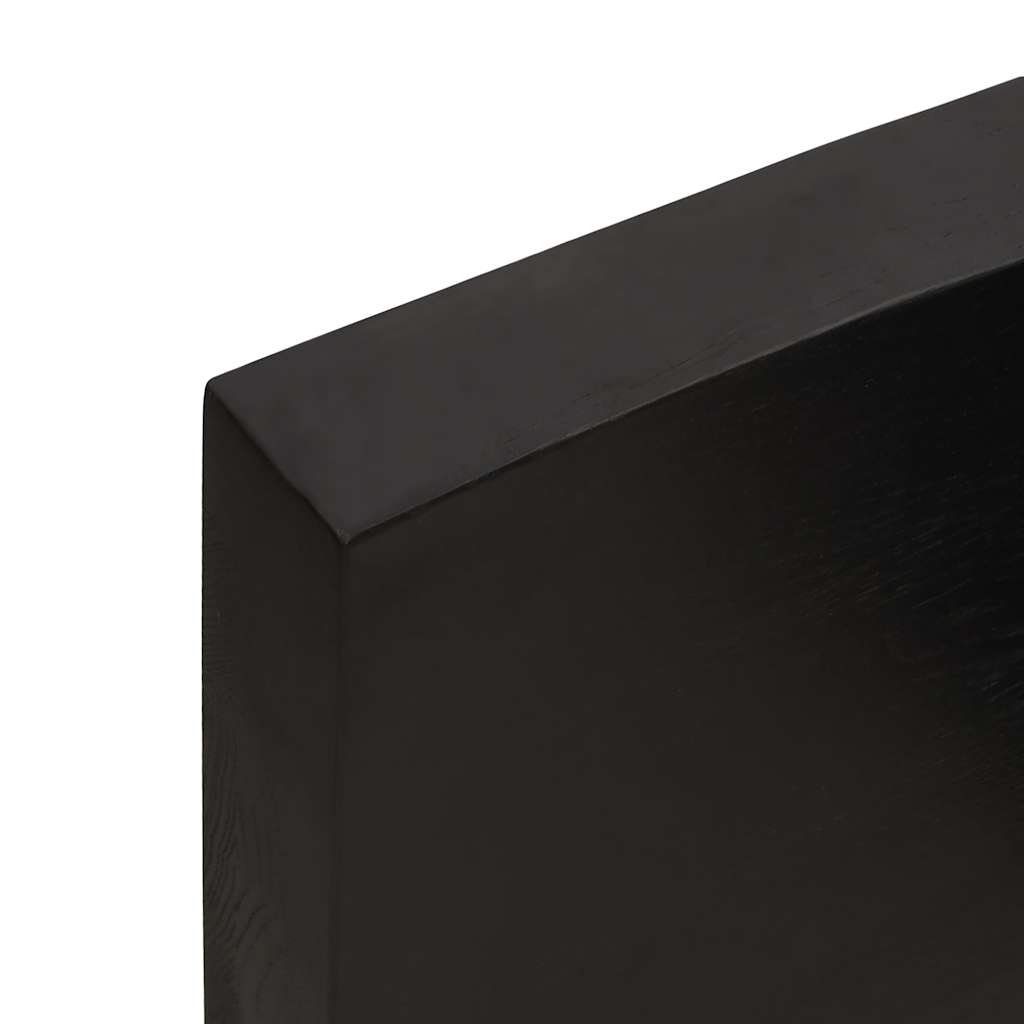 Wall Shelf Dark Brown 200x50x(2-6)cm Solid Oak Treated