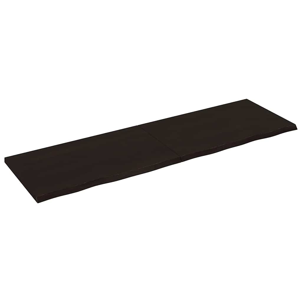 Wall Shelf Dark Brown 200x60x(2-4)cm Solid Oak Treated