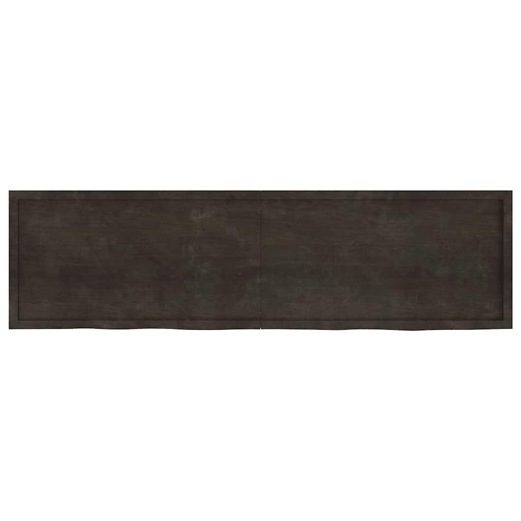 Wall Shelf Dark Brown 220x60x(2-4)cm Solid Oak Treated