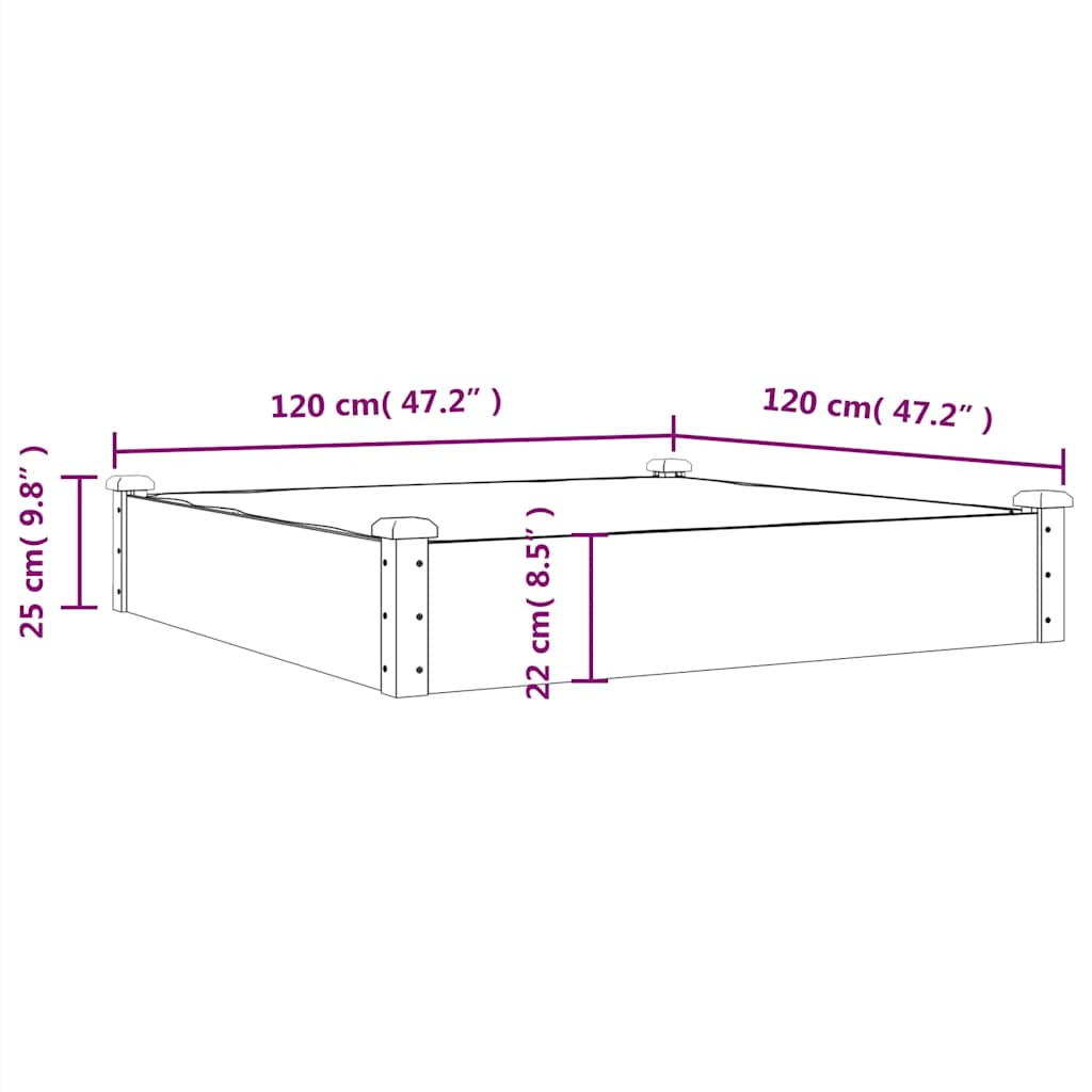 Hochbeet mit Einsatz 120x120x25 cm Massivholz Tanne