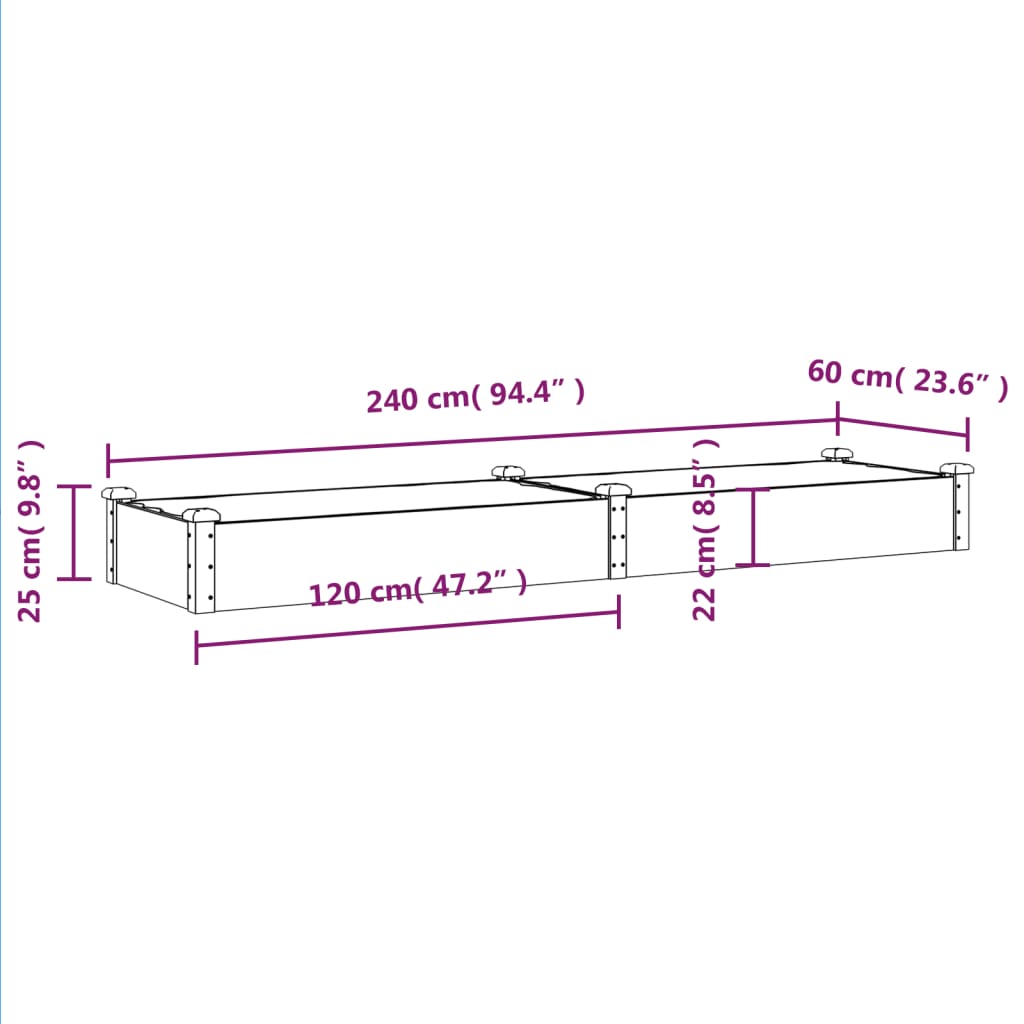 Lit surélevé avec insert marron 240x60x25 cm bois de sapin massif