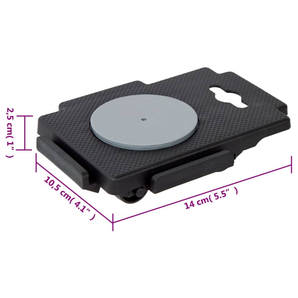 Transportroller mit 8 Rollen 4 Stk. Schwarz Polypropylen 150 kg