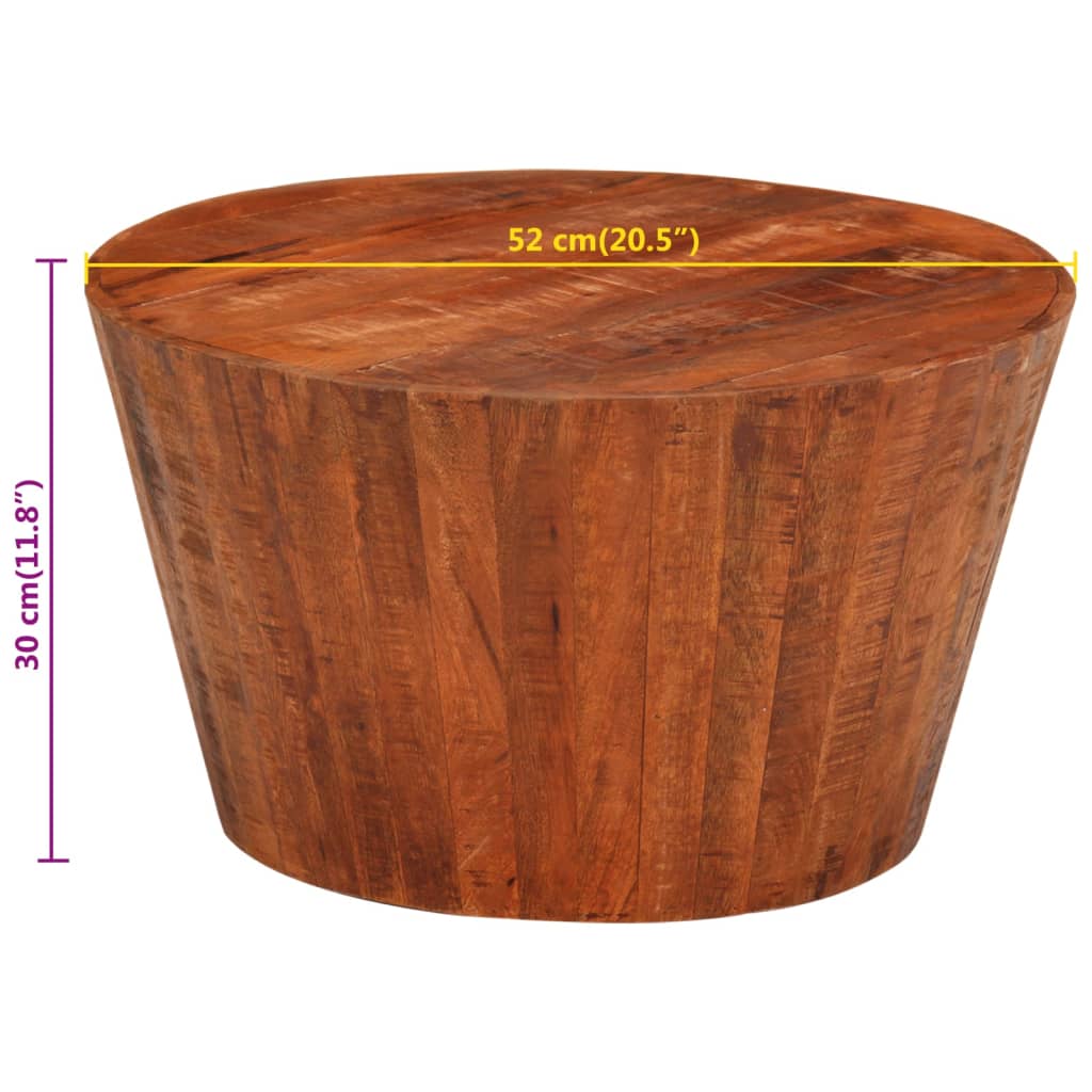 Table basse Ø 52x30 cm en bois de manguier massif