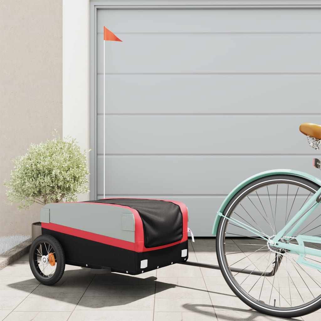 Bicycle Trailer Black and Red 30 kg Iron