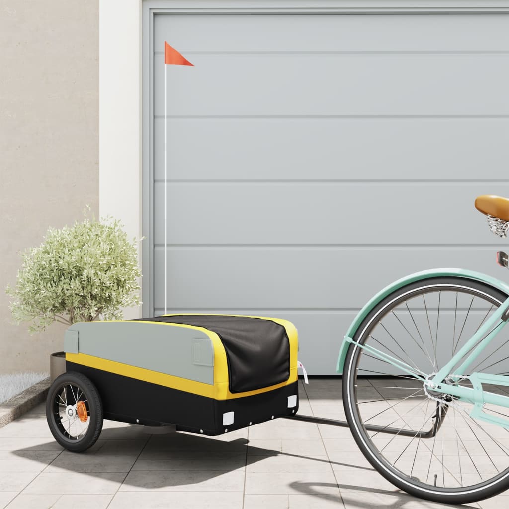 Bicycle Trailer Black and Yellow 30 kg Iron