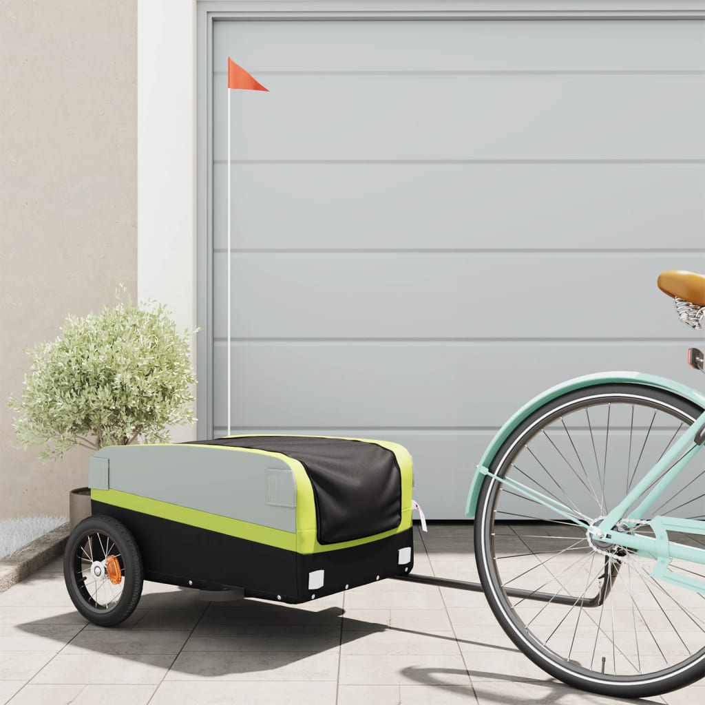 Bicycle Trailer Black and Green 30 kg Iron