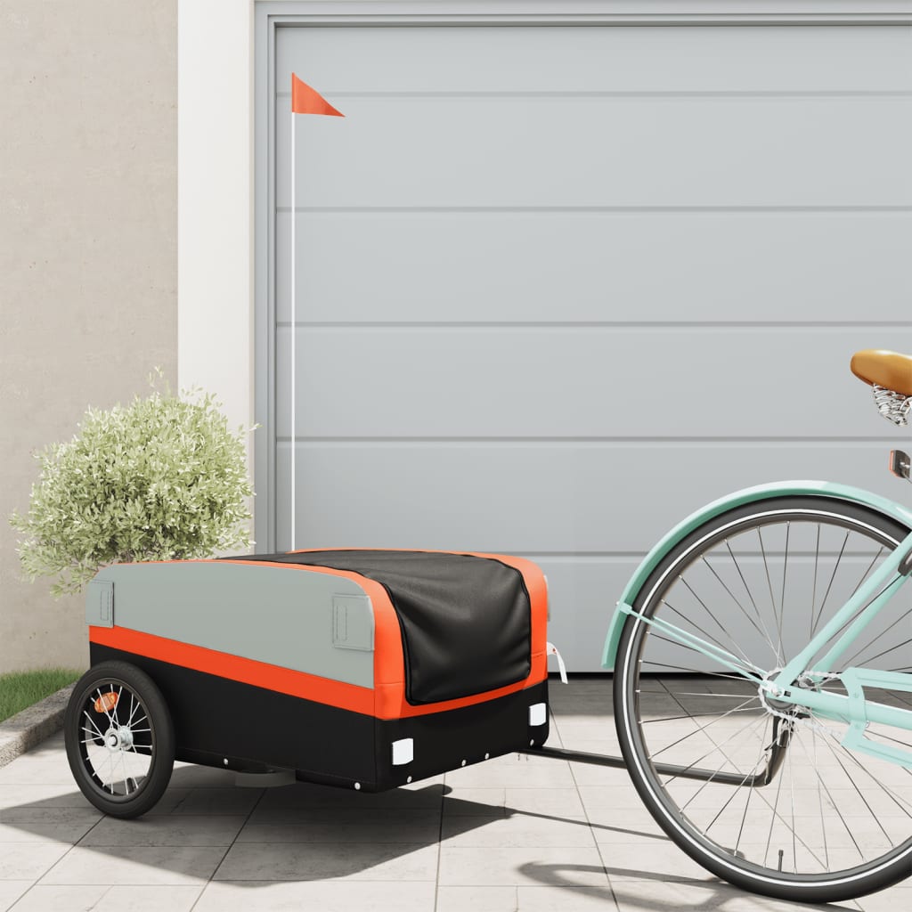 Bicycle Trailer Black and Orange 45 kg Iron