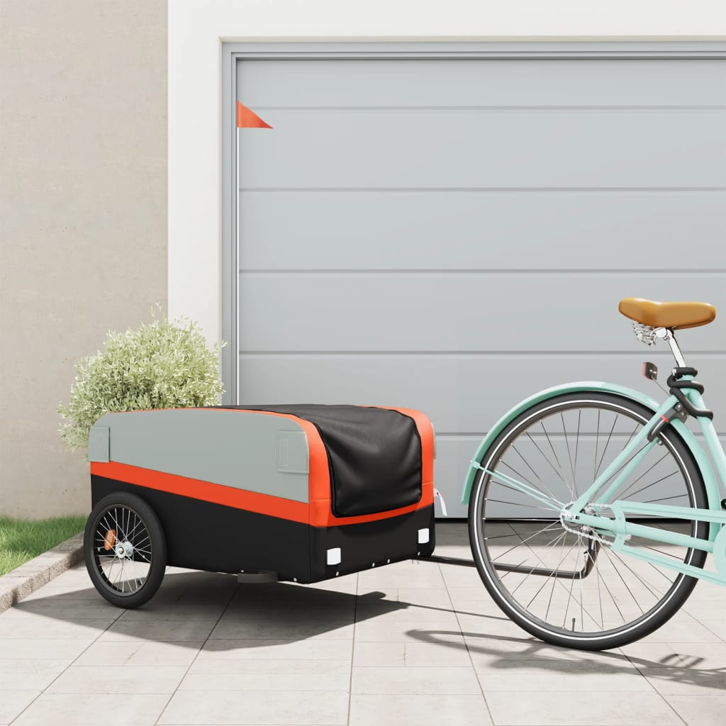 Bicycle Trailer Black and Orange 45 kg Iron