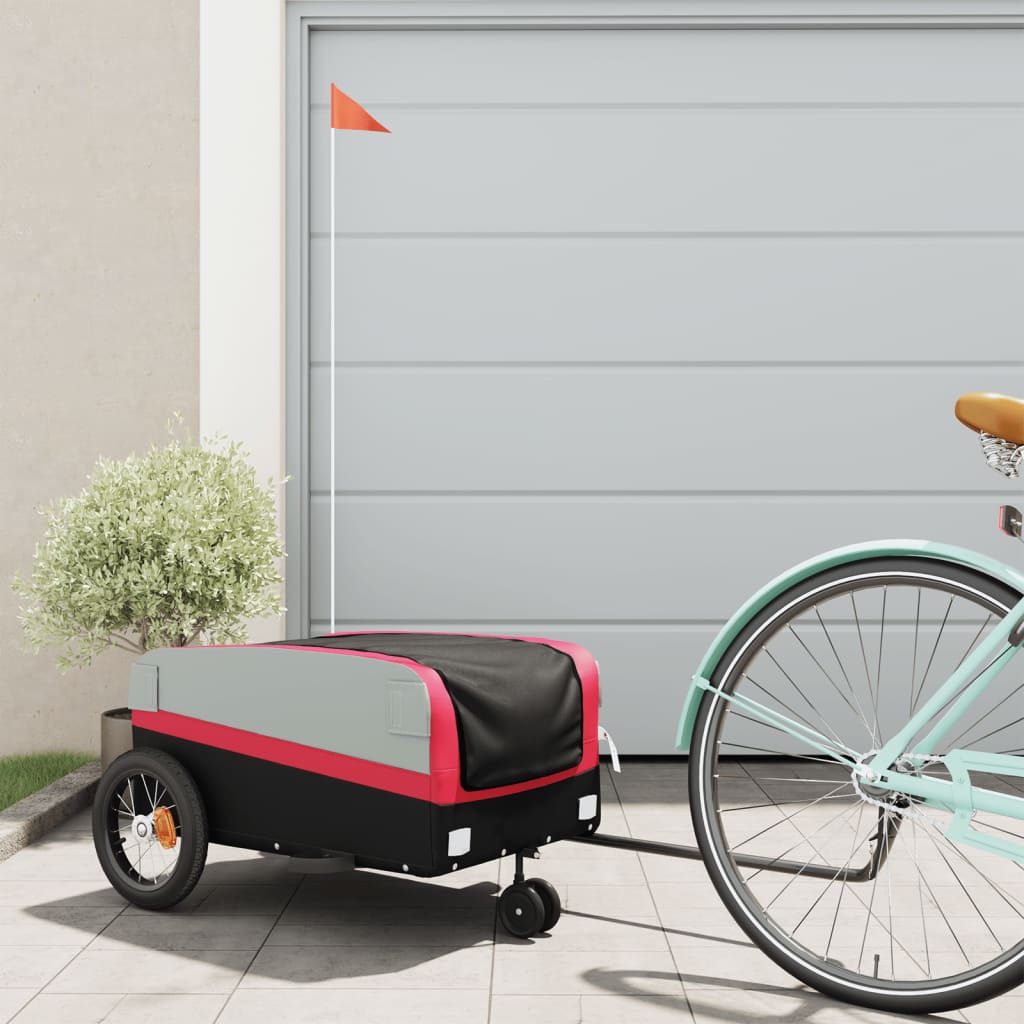 Bicycle Trailer Black and Red 30 kg Iron