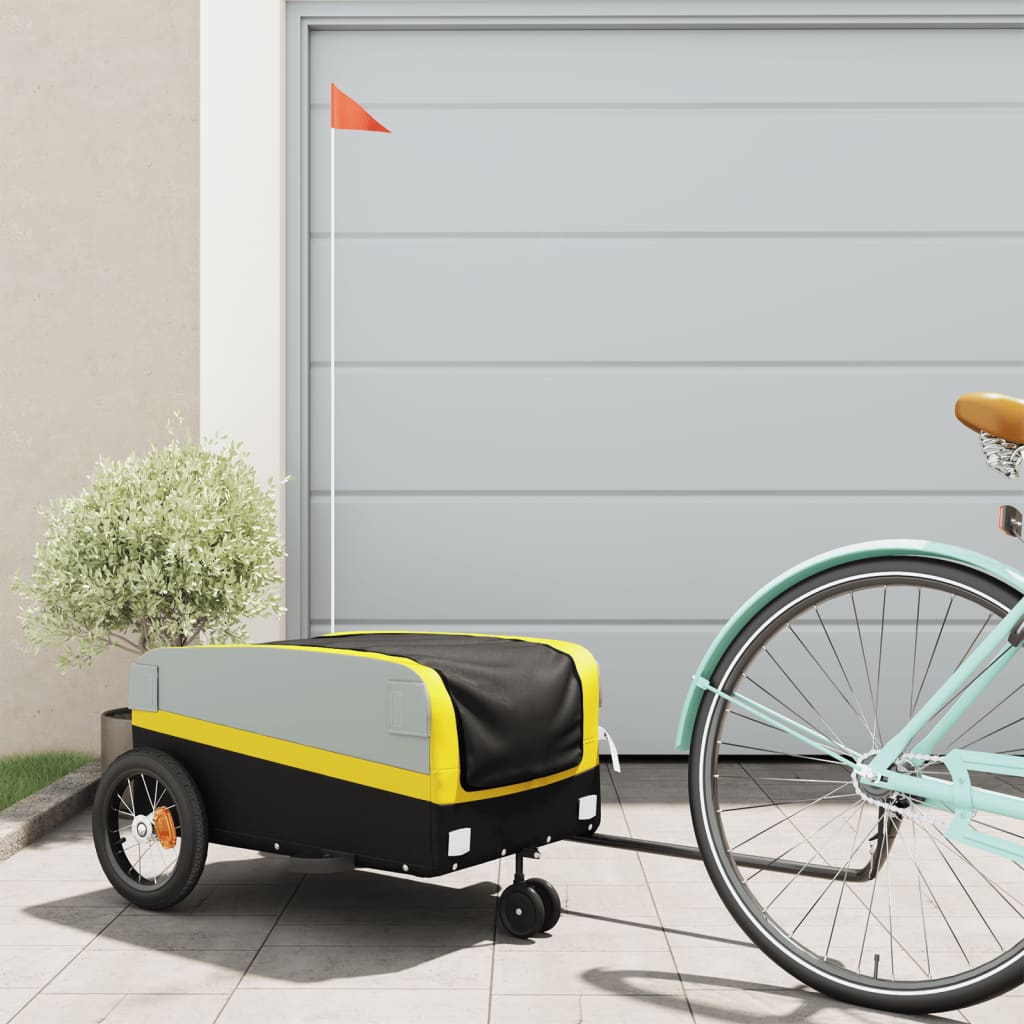 Bicycle Trailer Black and Yellow 30 kg Iron