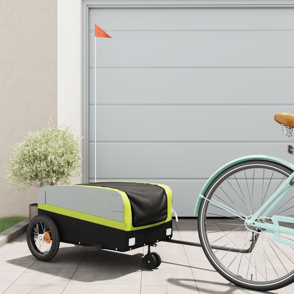 Bicycle Trailer Black and Green 30 kg Iron