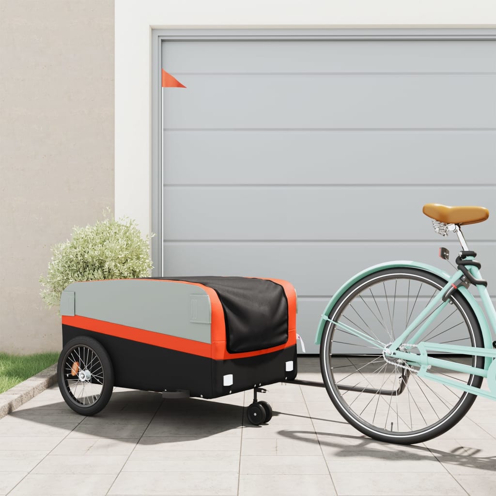 Bicycle Trailer Black and Orange 45 kg Iron