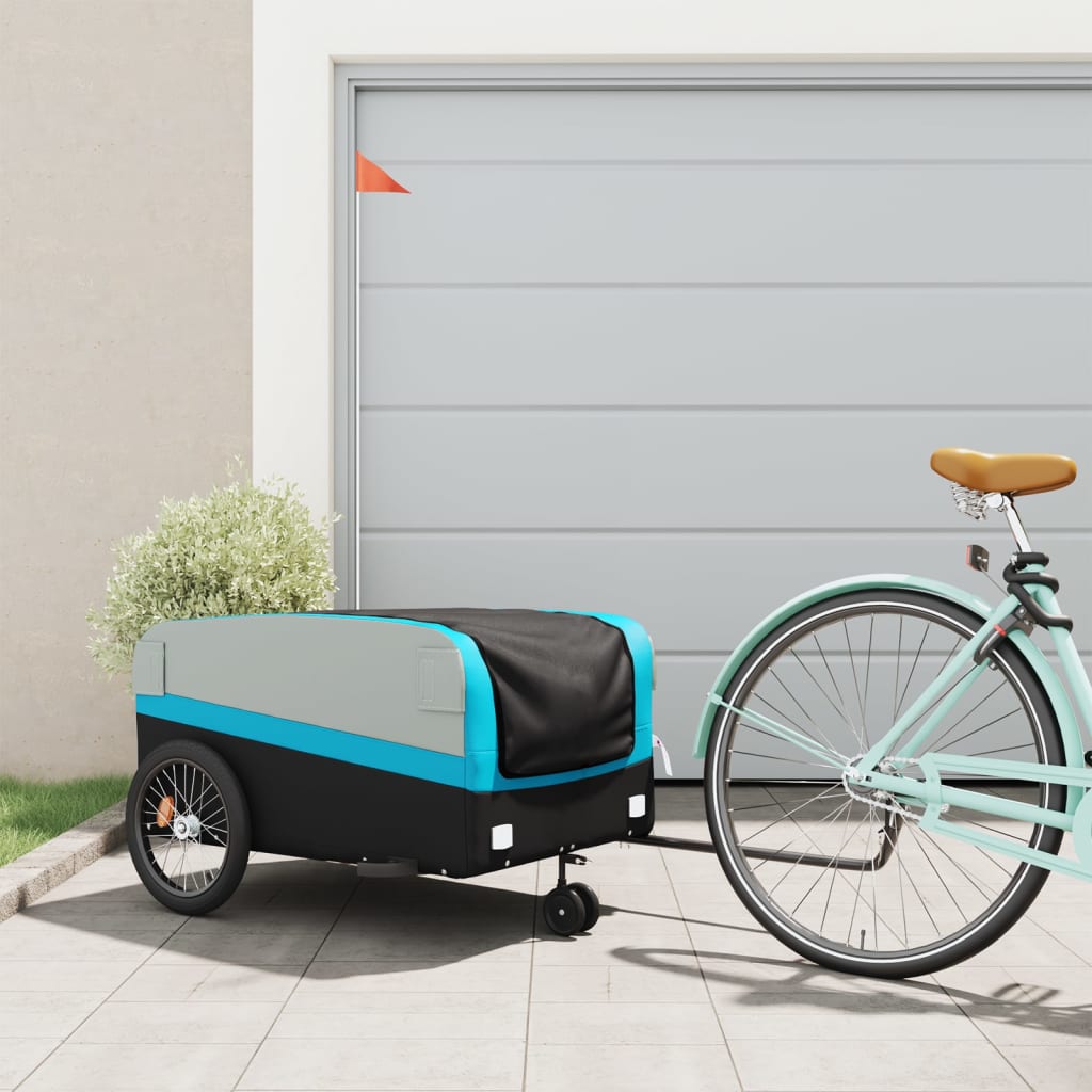 Bicycle Trailer Black and Blue 45 kg Iron