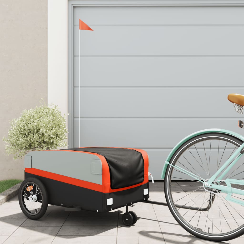 Bicycle Trailer Black and Orange 45 kg Iron