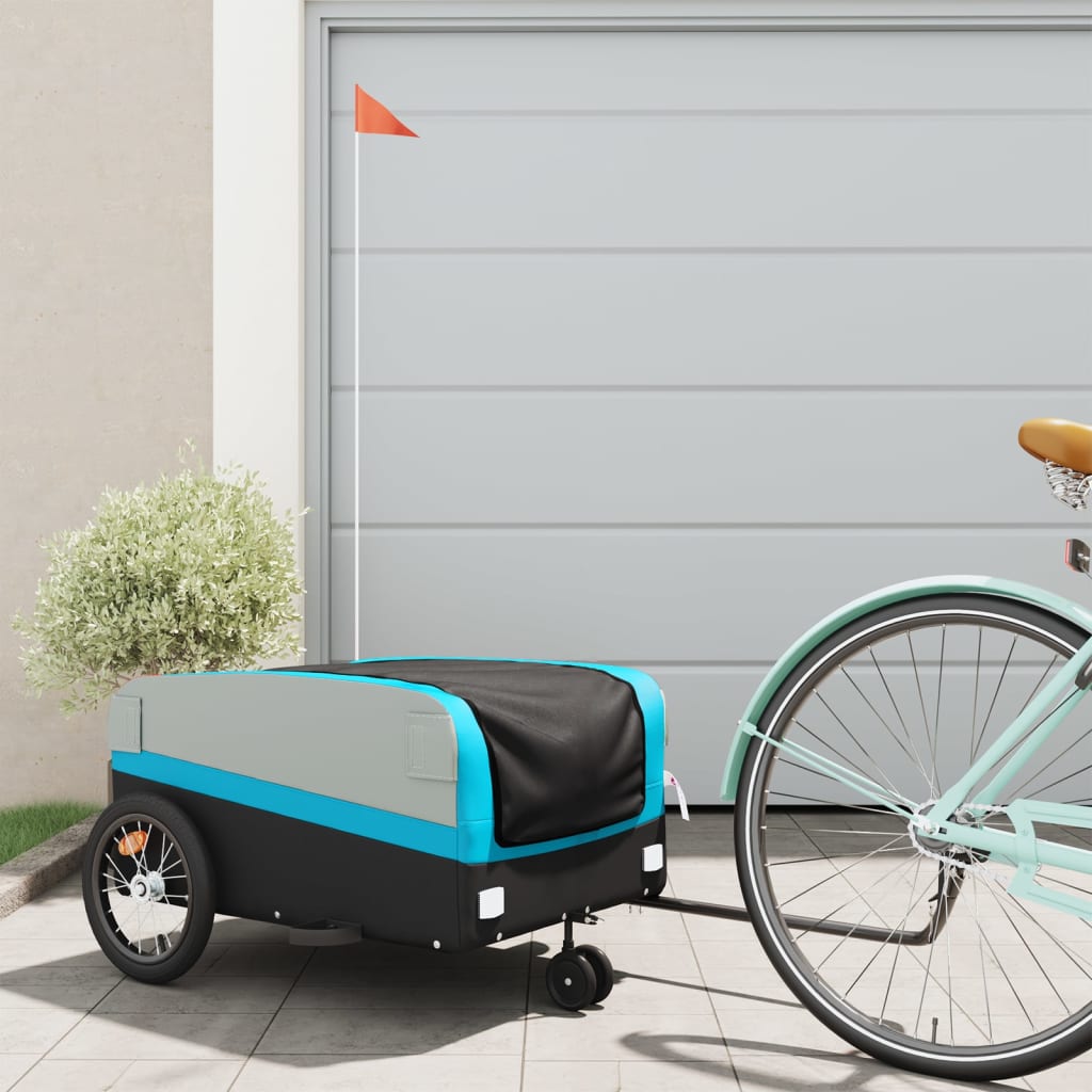 Bicycle Trailer Black and Blue 45 kg Iron