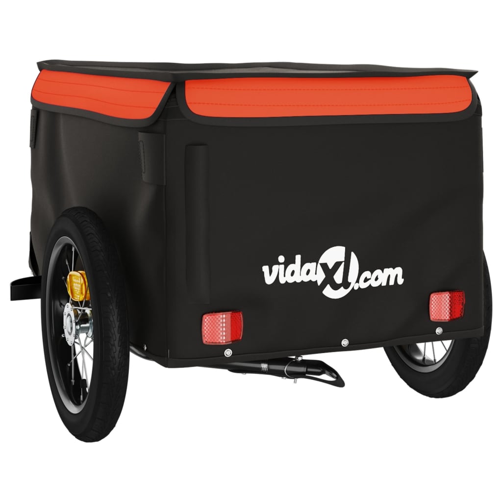 Bicycle Trailer Black and Orange 30 kg Iron