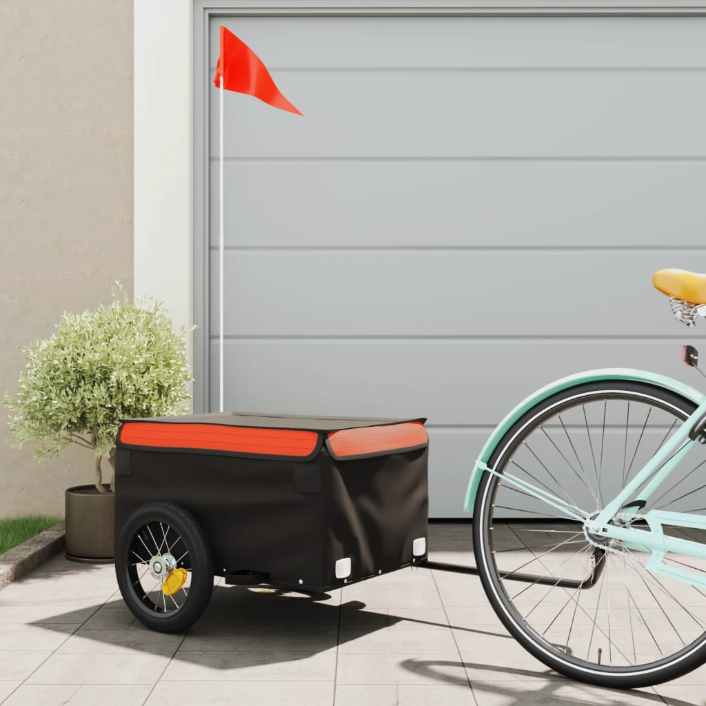 Bicycle Trailer Black and Orange 30 kg Iron