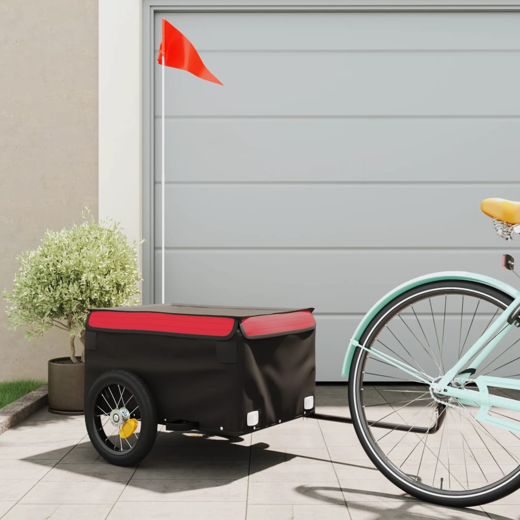 Bicycle Trailer Black and Red 30 kg Iron