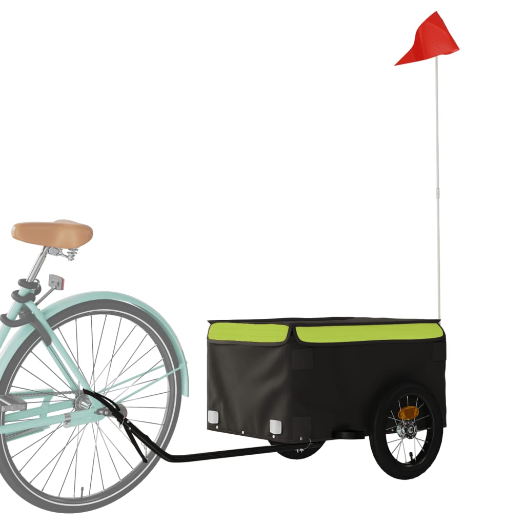 Bicycle Trailer Black and Green 30 kg Iron
