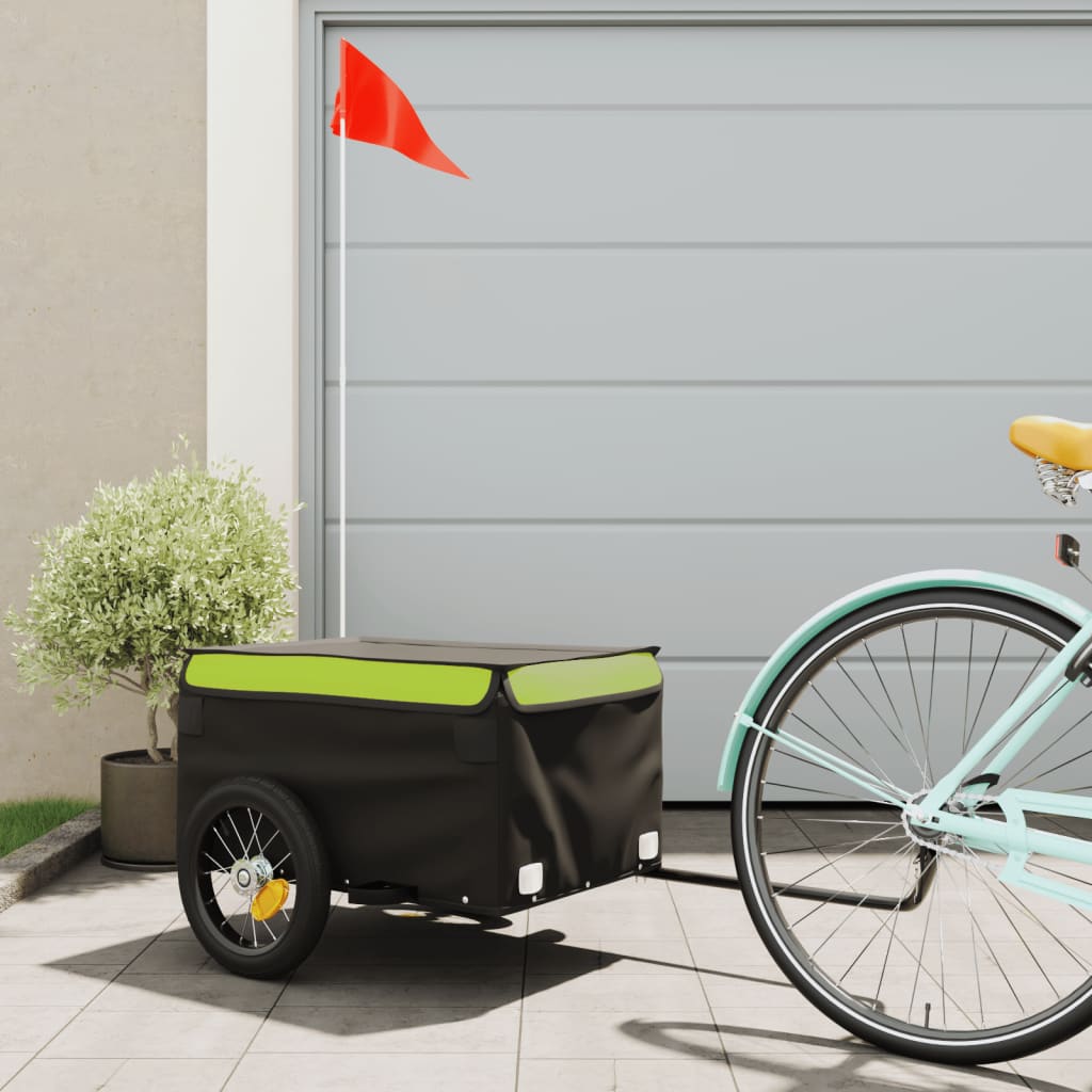 Bicycle Trailer Black and Green 30 kg Iron