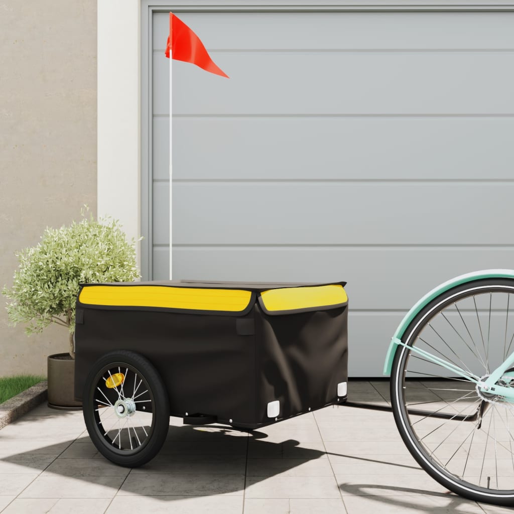 Bicycle Trailer Black and Yellow 45 kg Iron