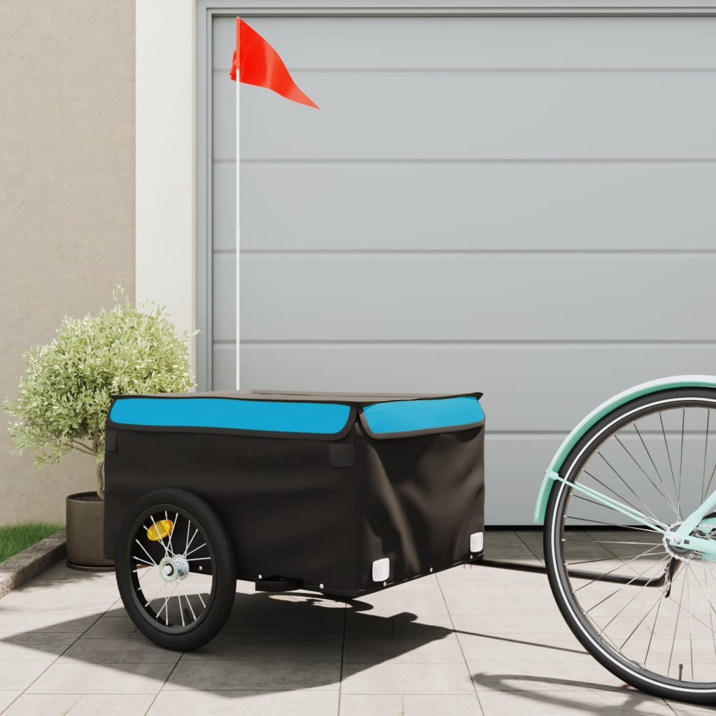 Bicycle Trailer Black and Blue 45 kg Iron