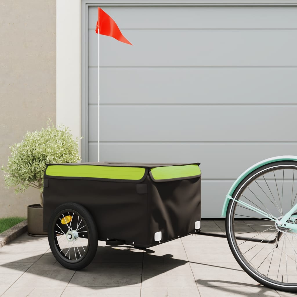 Bicycle Trailer Black and Green 45 kg Iron