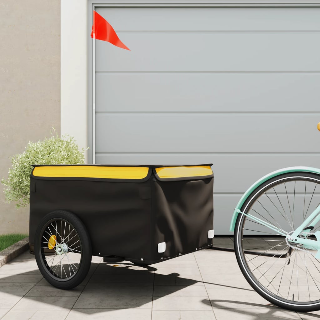 Bicycle Trailer Black and Yellow 45 kg Iron
