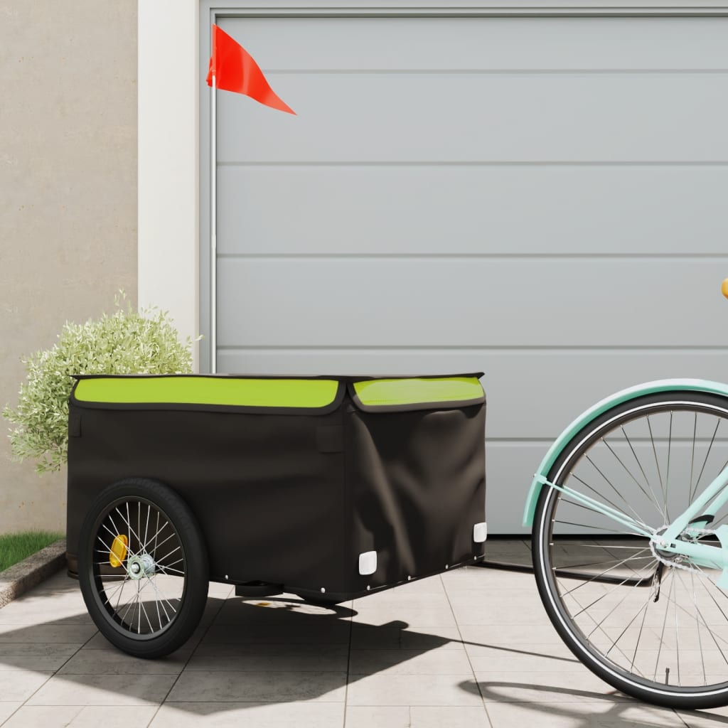 Bicycle Trailer Black and Green 45 kg Iron
