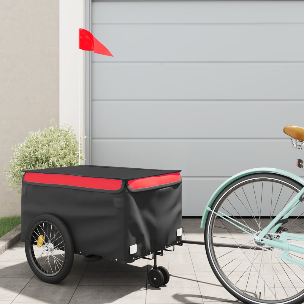 Bicycle Trailer Black and Red 30 kg Iron