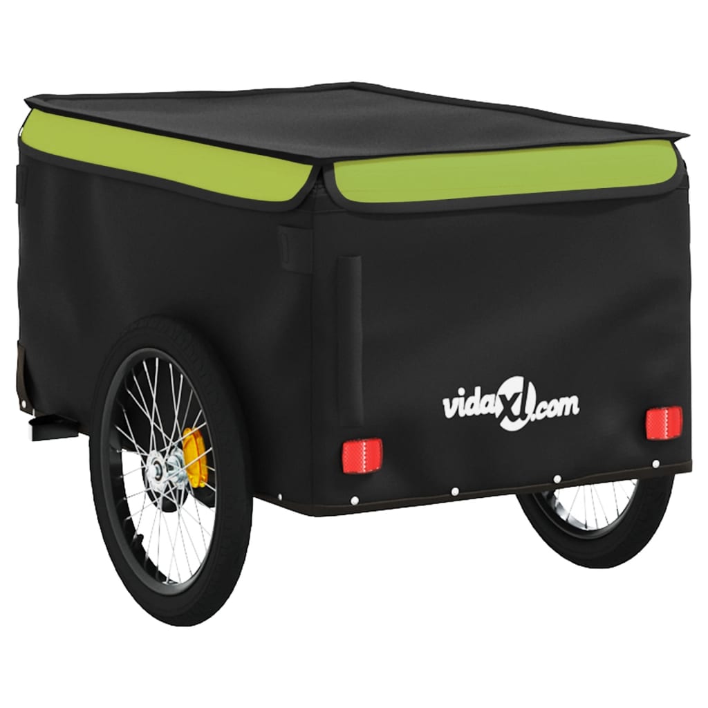 Bicycle Trailer Black and Green 30 kg Iron