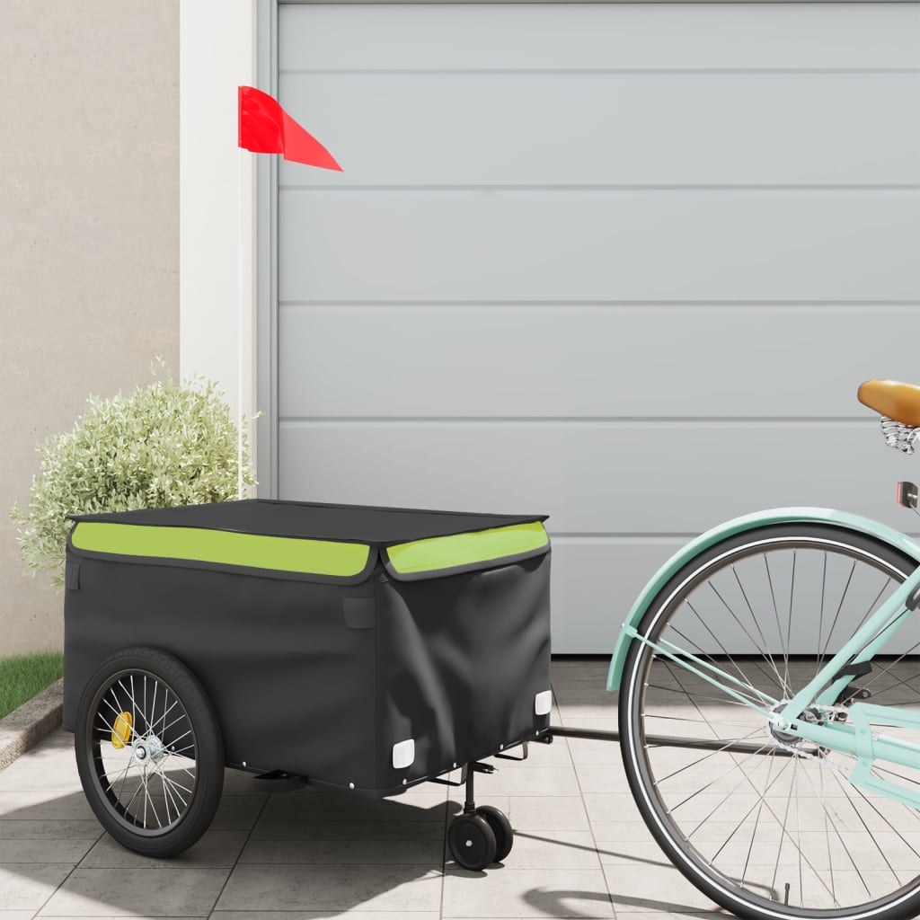 Bicycle Trailer Black and Green 30 kg Iron