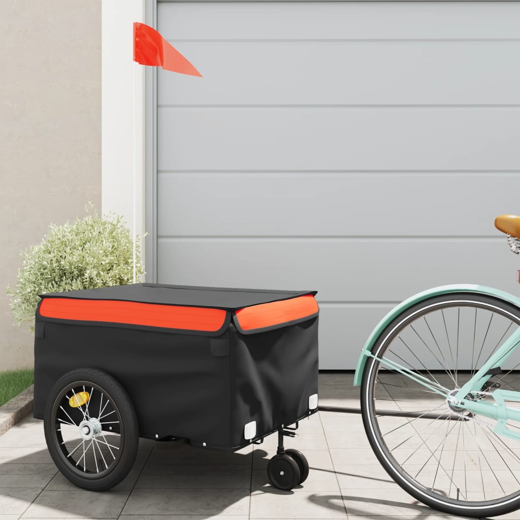 Bicycle Trailer Black and Orange 45 kg Iron