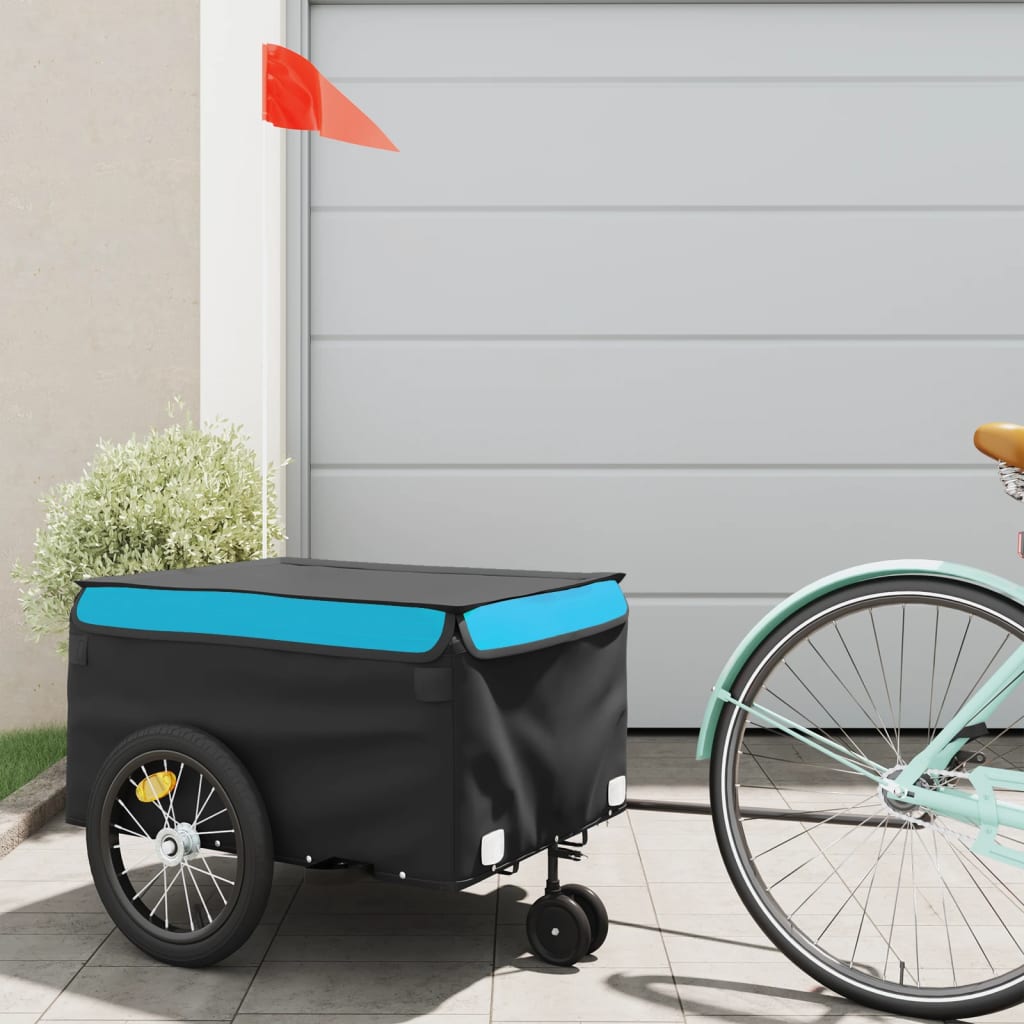 Bicycle Trailer Black and Blue 45 kg Iron