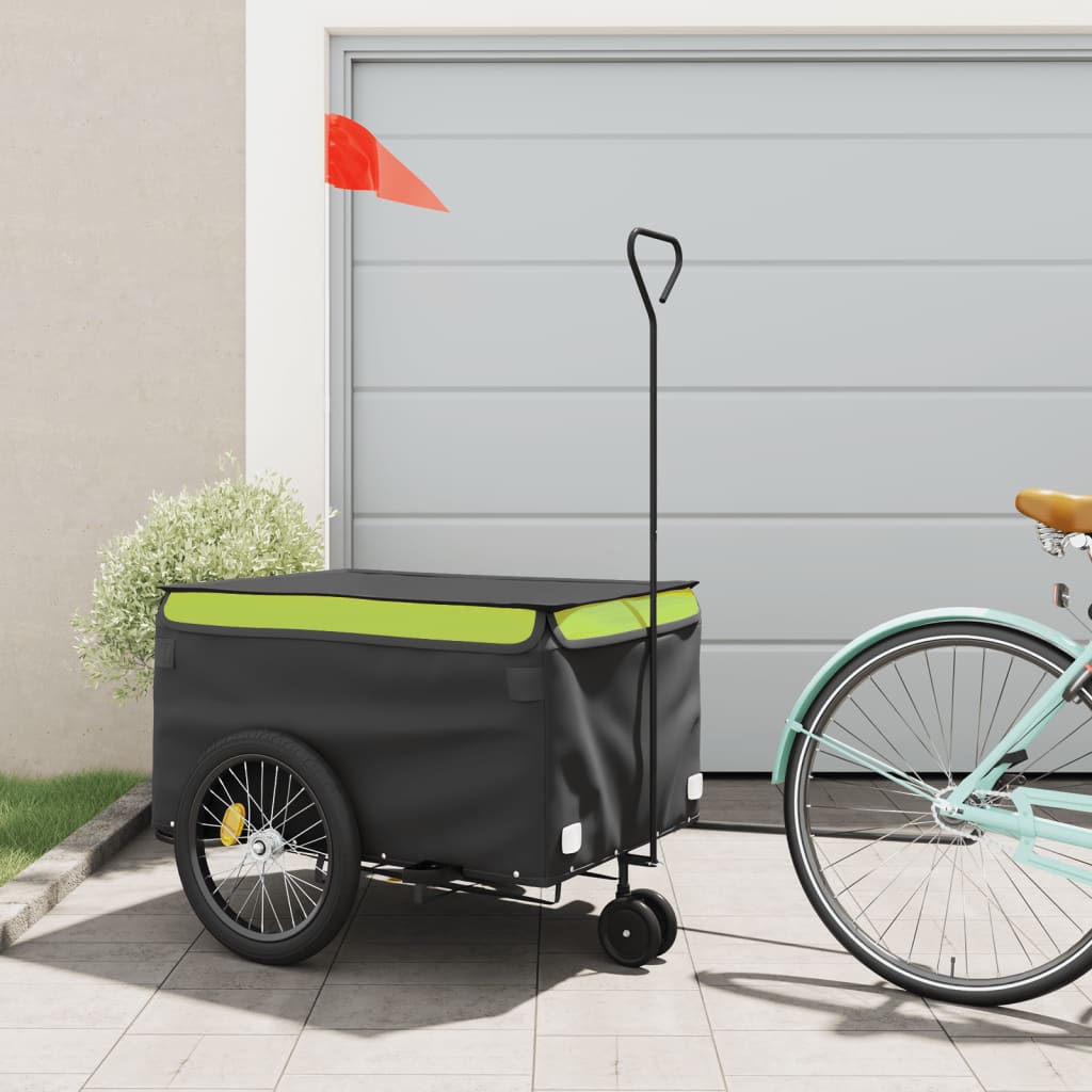Bicycle Trailer Black and Green 45 kg Iron