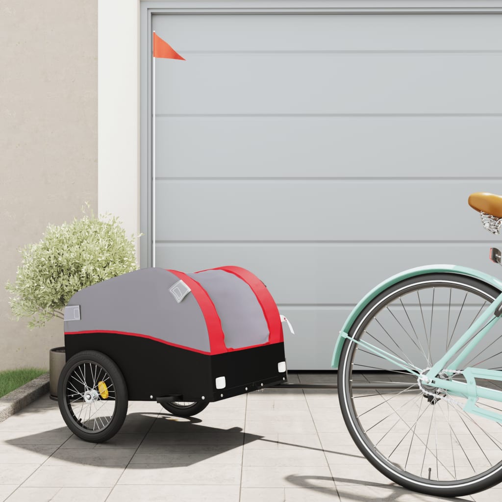 Bicycle Trailer Black and Red 30 kg Iron