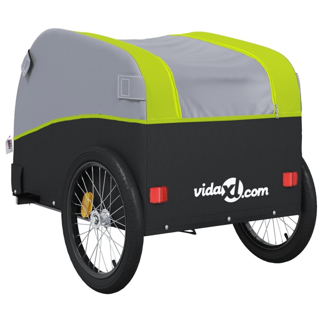 Bicycle Trailer Black and Green 30 kg Iron