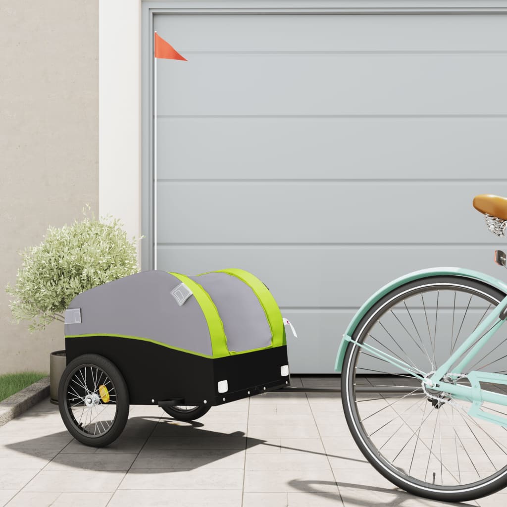 Bicycle Trailer Black and Green 30 kg Iron