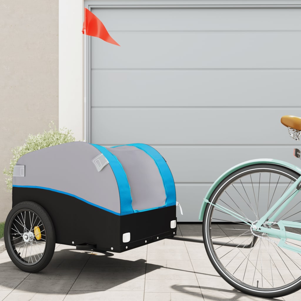 Bicycle Trailer Black and Blue 45 kg Iron