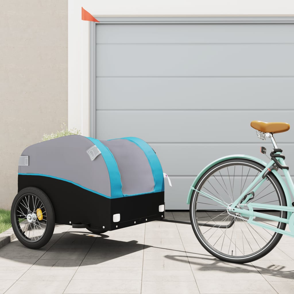 Bicycle Trailer Black and Blue 45 kg Iron