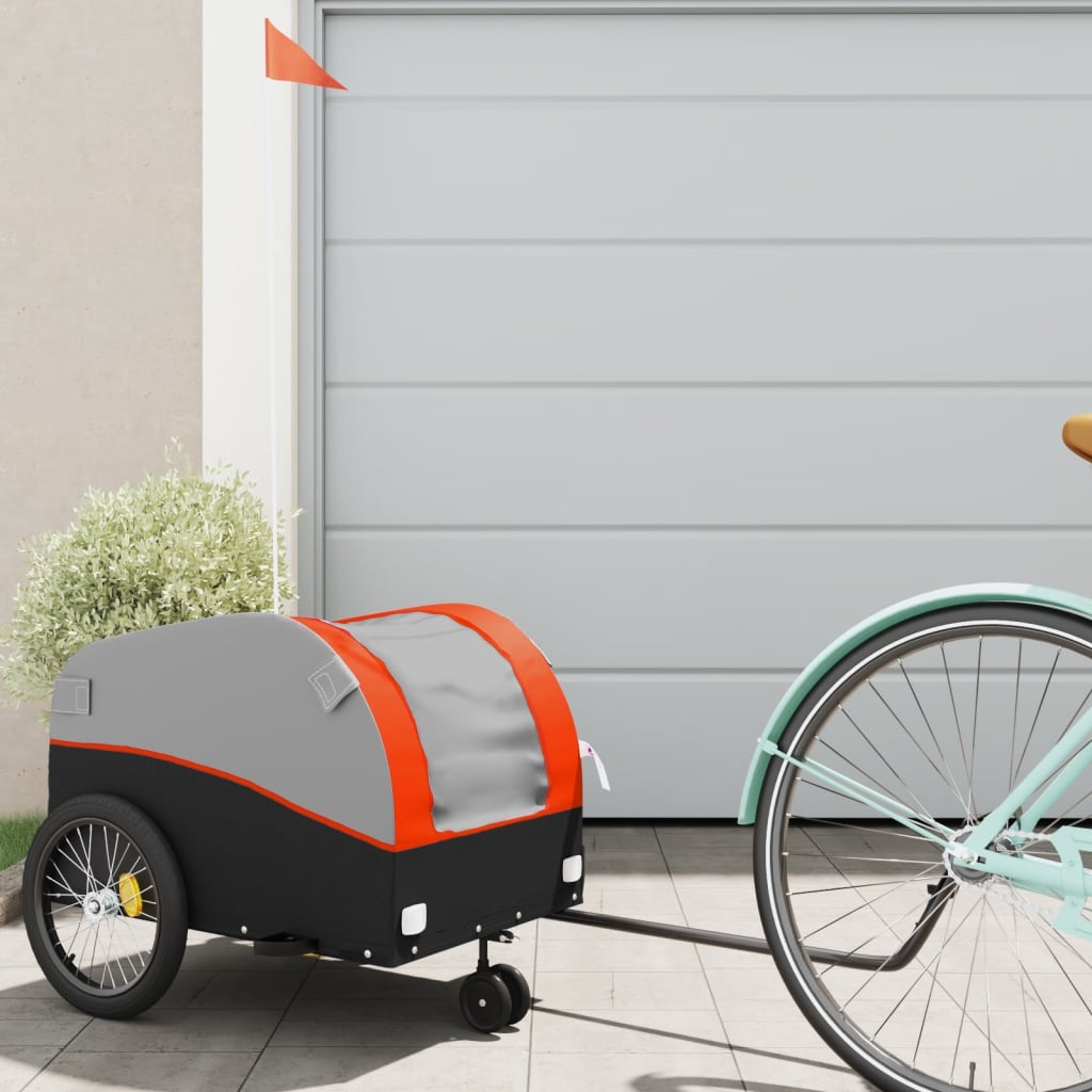 Bicycle Trailer Black and Orange 30 kg Iron