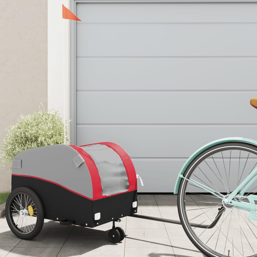 Bicycle Trailer Black and Red 30 kg Iron