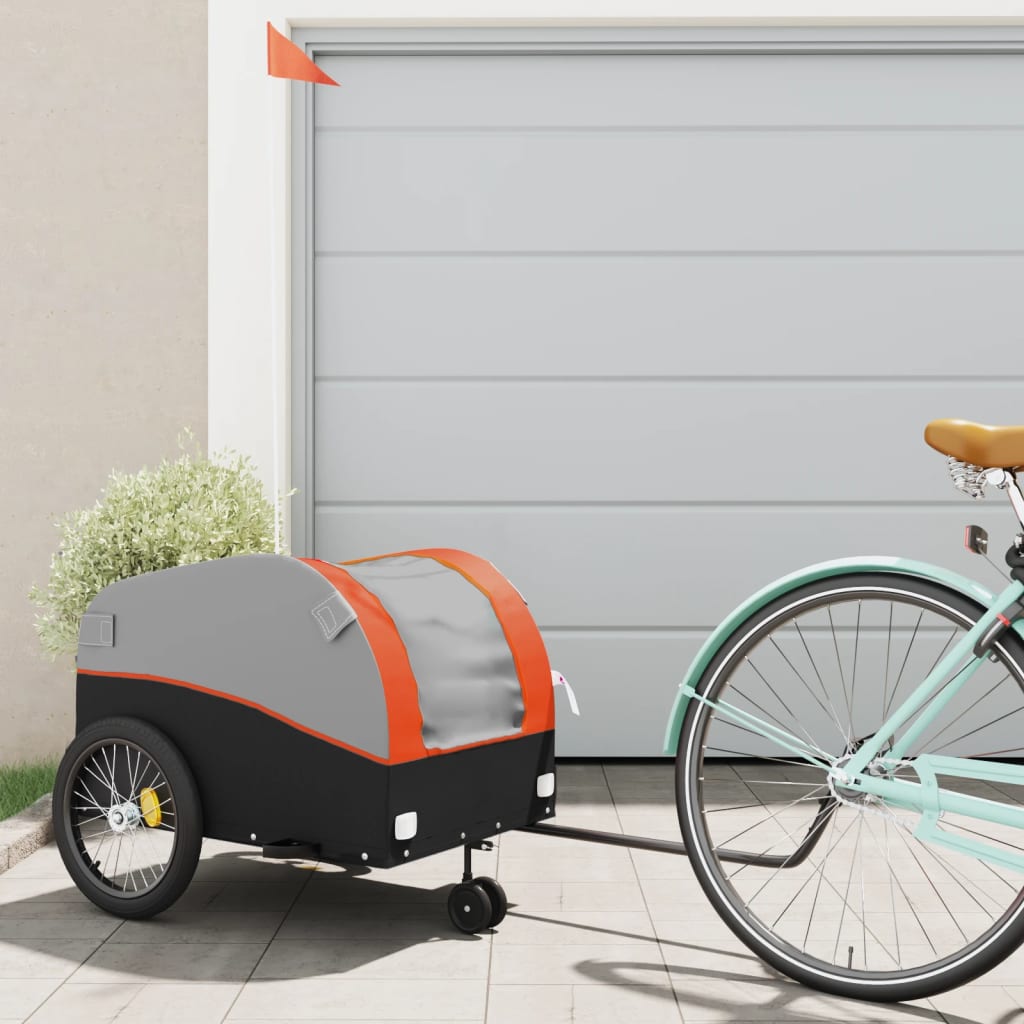 Bicycle Trailer Black and Orange 45 kg Iron