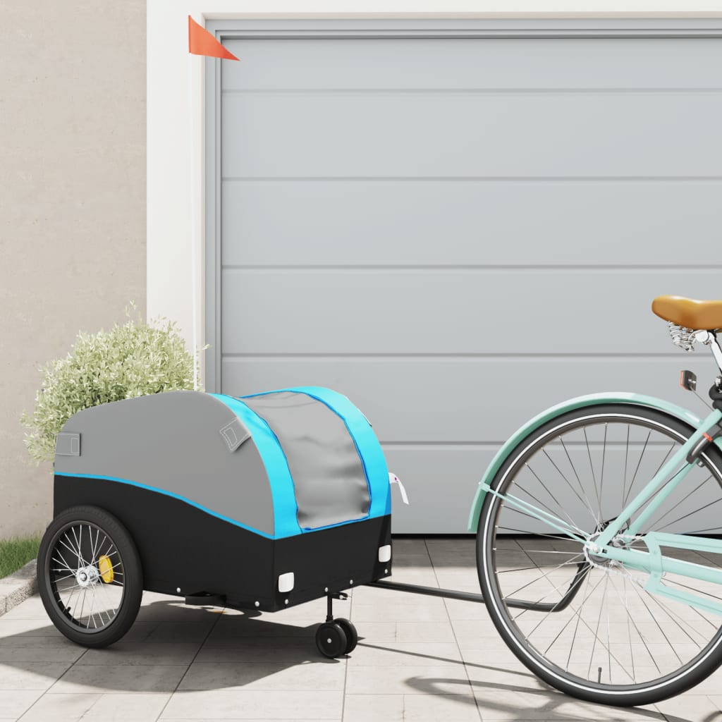 Bicycle Trailer Black and Blue 45 kg Iron