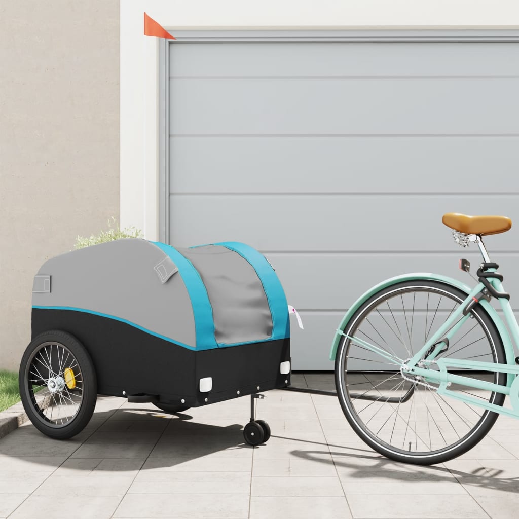 Bicycle Trailer Black and Blue 45 kg Iron