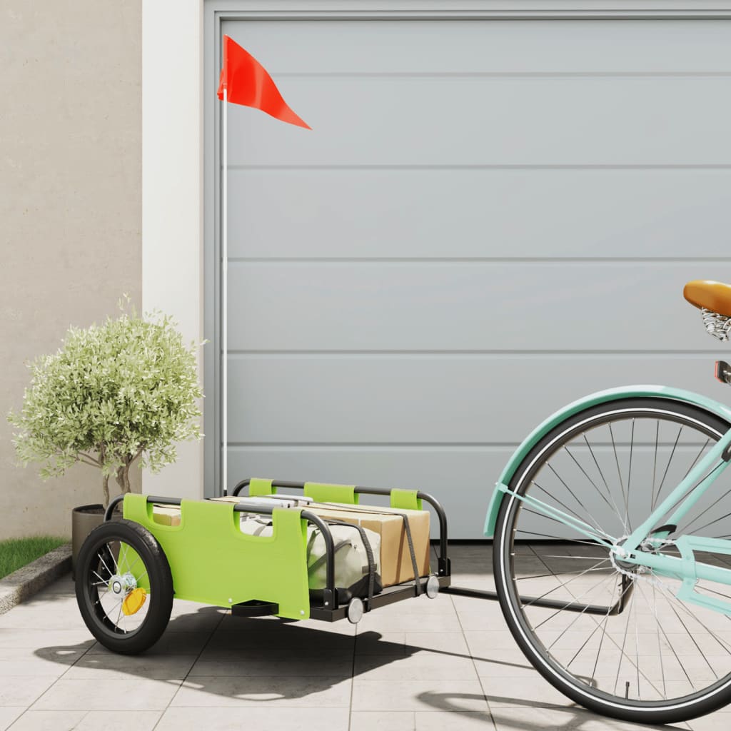Bicycle Trailer Green Oxford Fabric and Iron