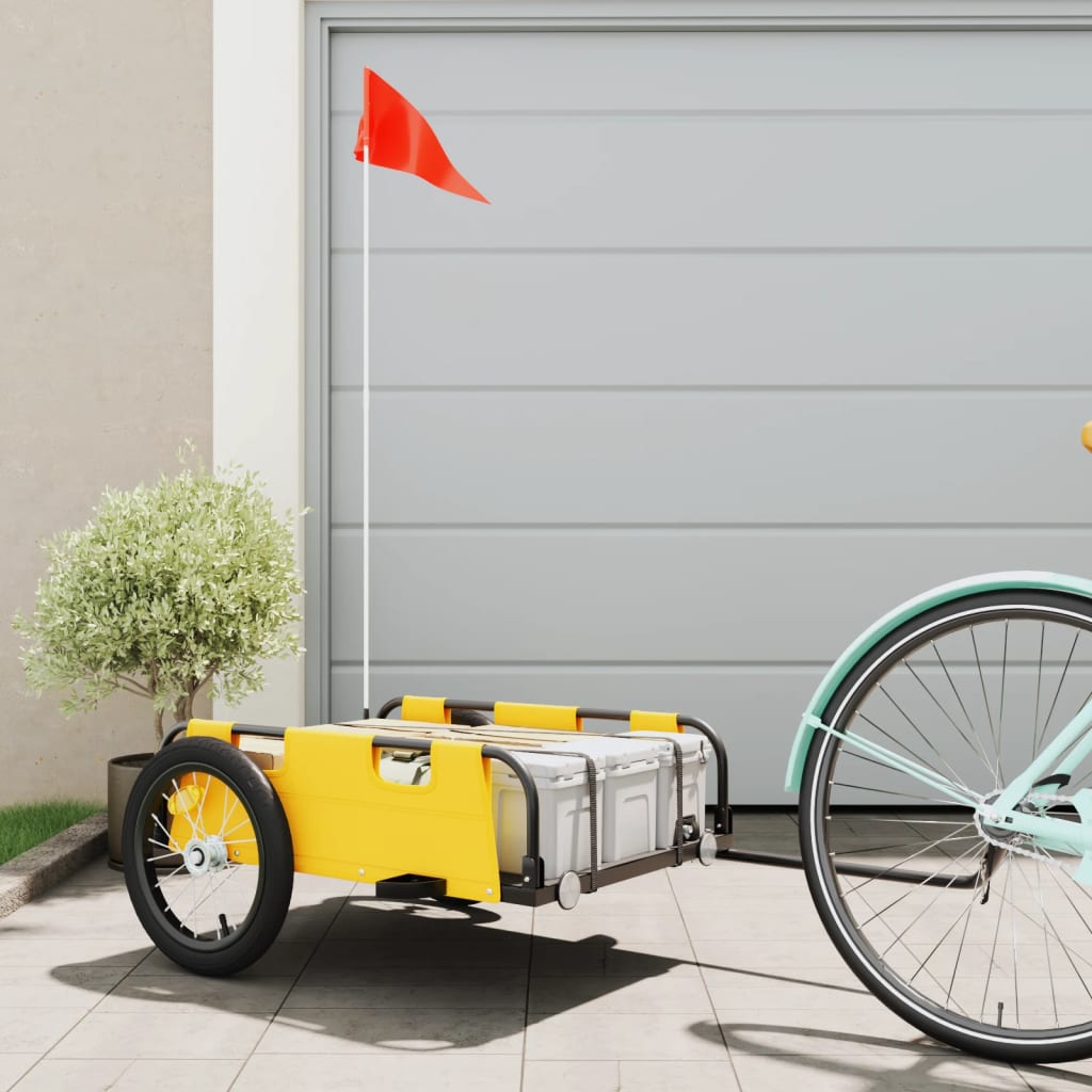 Bicycle Trailer Yellow Oxford Fabric and Iron