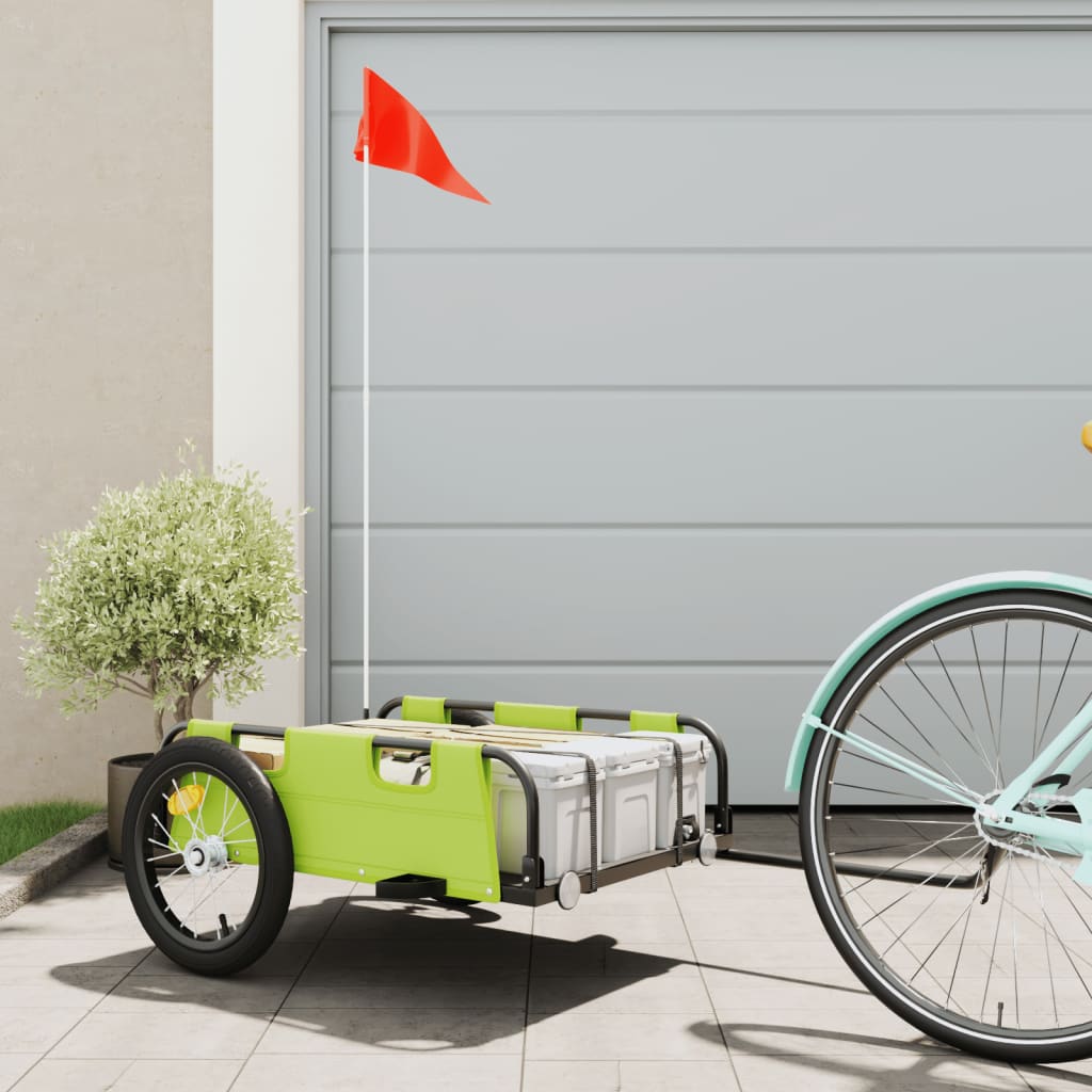 Bicycle Trailer Green Oxford Fabric and Iron