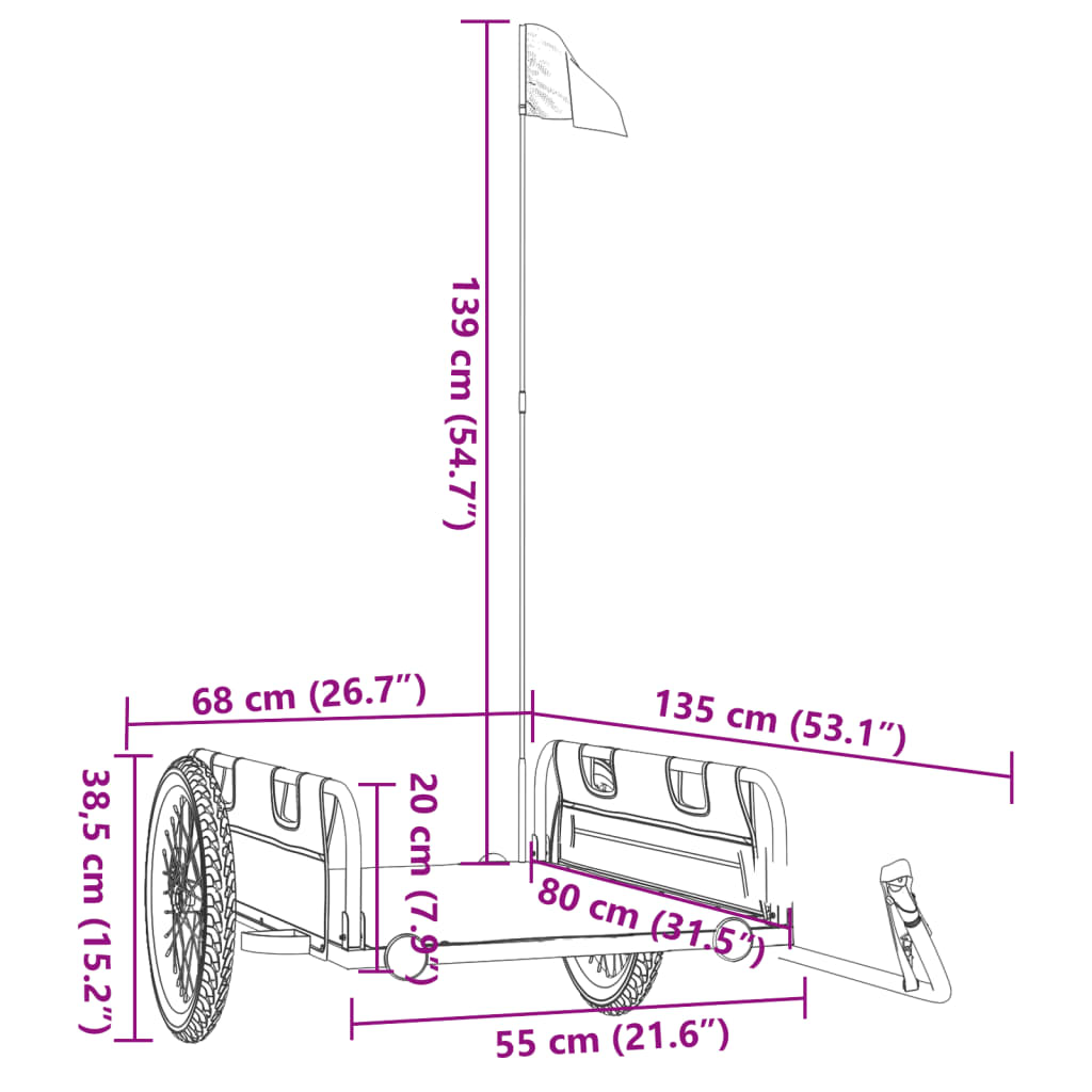Bicycle Trailer Gray Oxford Fabric and Iron